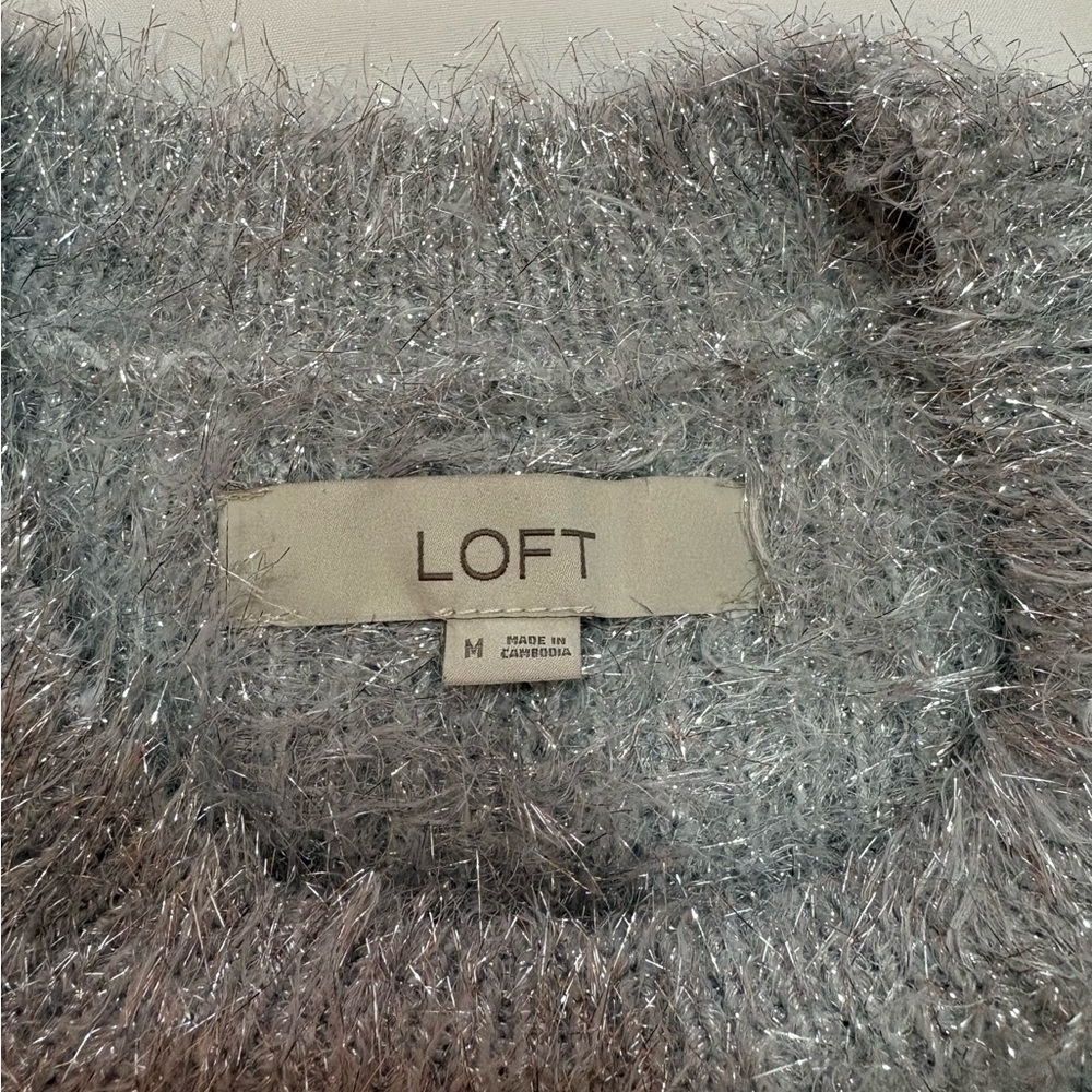 LOFT Fuzzy Silver Sweater - Picture 6 of 8